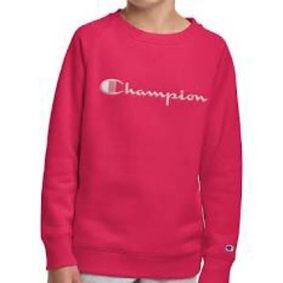 Champion Fleece Crew Script Logo Raspberry Medium NWT - Picture 1 of 6